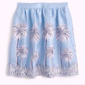 Jcrew linen Blue Palm Tree Print Skirt xs EU 32